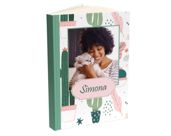 Agenda con copertina in tessuto stampato con foto e nome