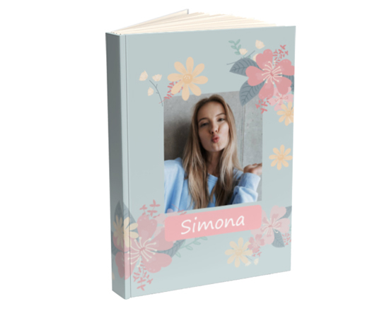 Agenda con nome e foto, grafica floreale