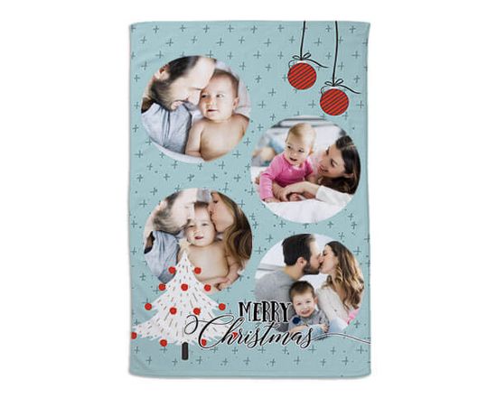 coperta collage con alberello e palline
