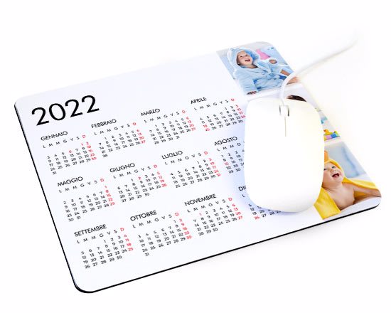 Tappetino mouse con grafica collage con calendario
