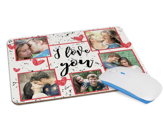 Mousepad in masonite con cuori e scritta