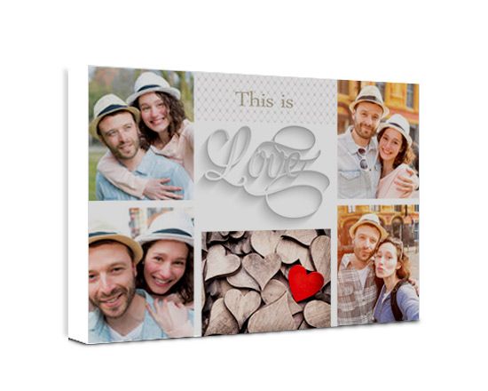 Collage su tela con scritta love