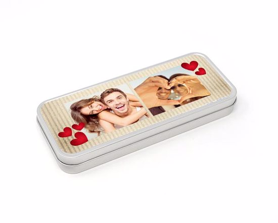 Scatola di latta piccola collage romantico