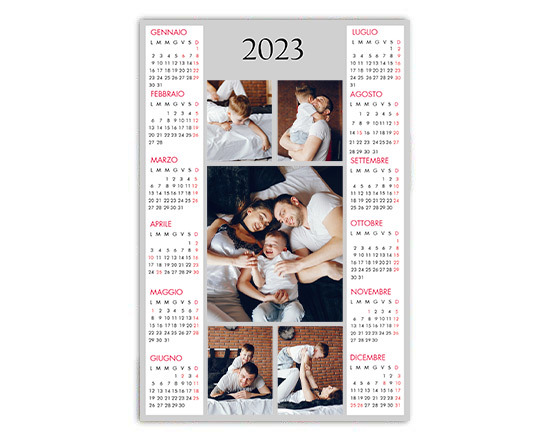 Poster calendario collage 5 riquadri