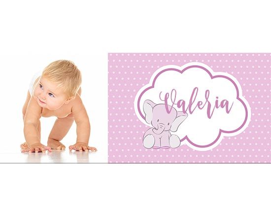 Grafica con elefantino e nuvola nel colore rosa