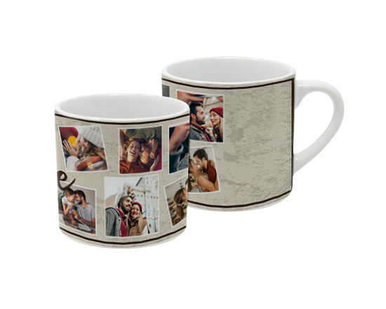 Tazzina da caffè con grafica collage