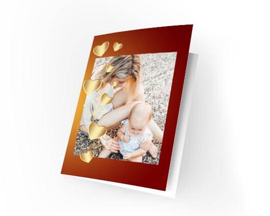 Card personalizzata con cuori dorati