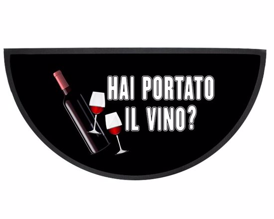 Zerbino mezzaluna con bottiglia di vino