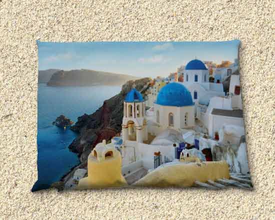 cuscino mare con foto di paesaggio greco