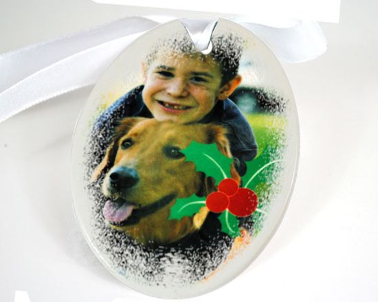 Addobi natalizi di forma ovale personalizzati con le tue immagini