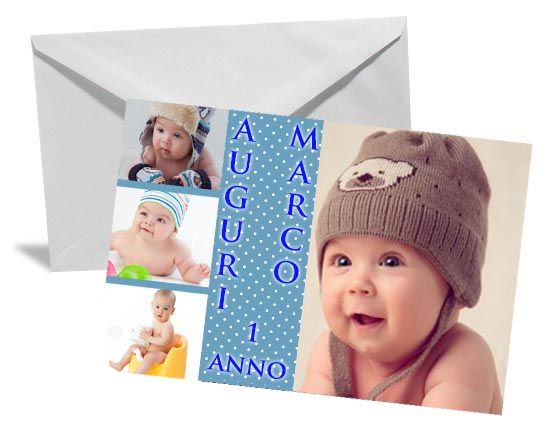 Personalizza questo bigliettino d'auguri dalla grafica celeste