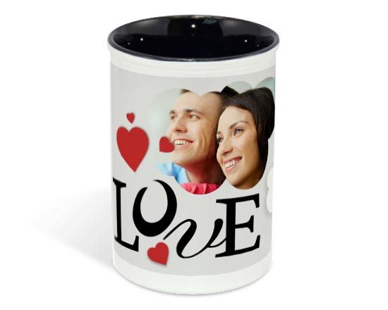 Portapenne in ceramica con grafica d'amore