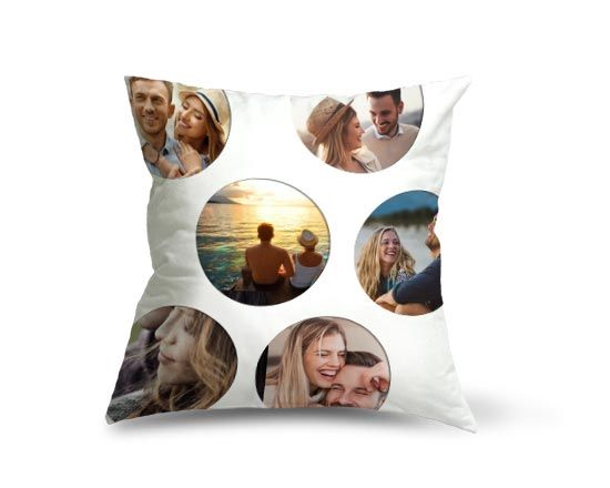 grafica collage per cuscino in poliestere