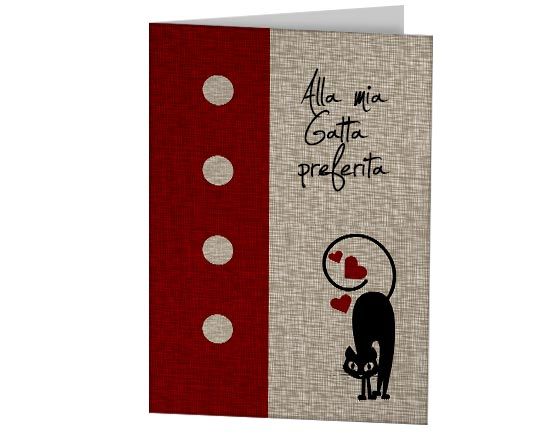 Cards augurale con grafica di gatto in love