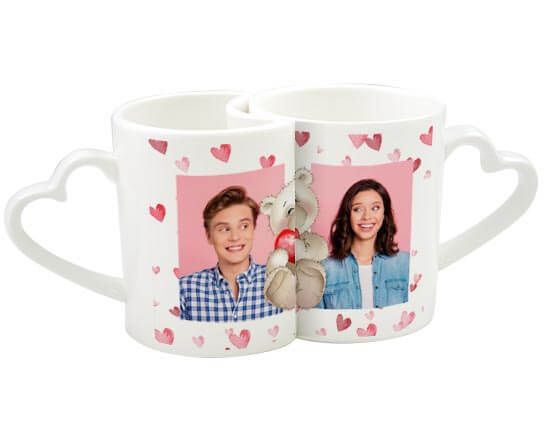 Tazze love con orsetto e cuori rossi