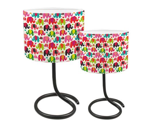Lampada tonda con elefantini colorati
