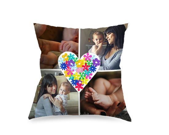 Cuscino con cuori bianchi e retro abbinato