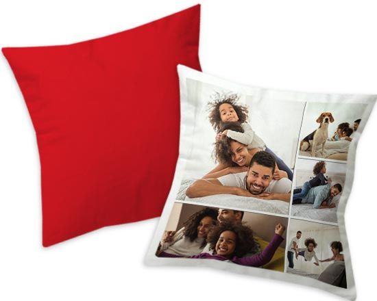 cuscino con stampa collage in poliestere