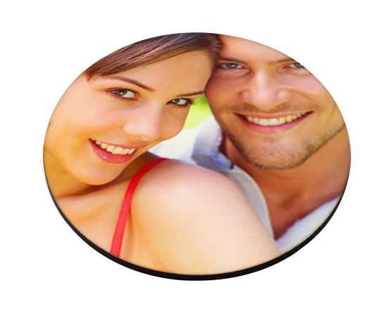 sottobicchiere masonite tondo con foto di una coppia