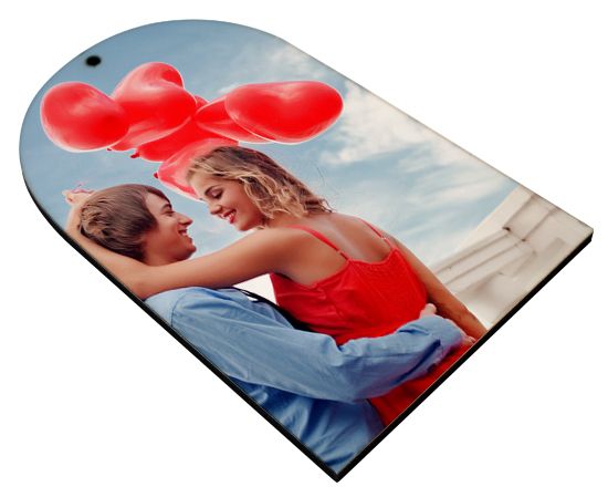 campana in masonite personalizzata con foto di una coppia