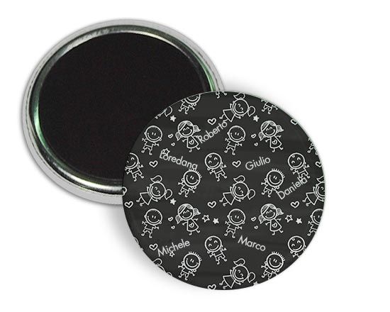 Magnete rotondo con bambini disegnati