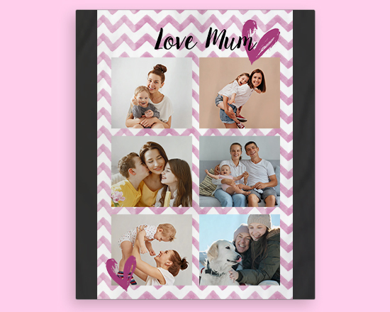 Coperta matrimoniale collage con grafica per festa della mamma