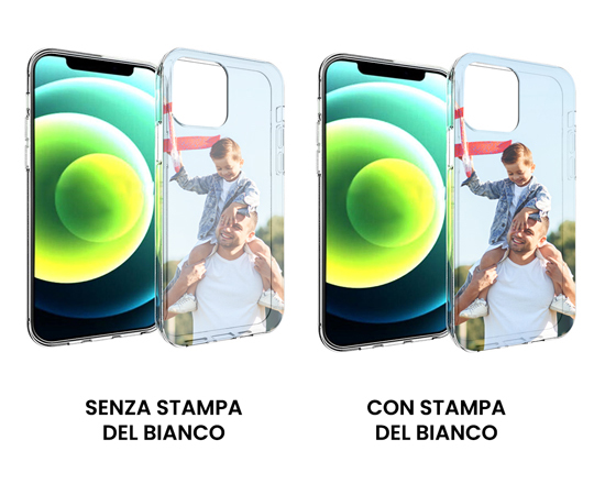 scegli tra stampa trasparente o bianco coprente