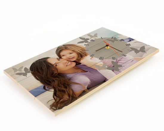 Orologio personalizzato, stampato su listelli in legno, spessore 1 cm