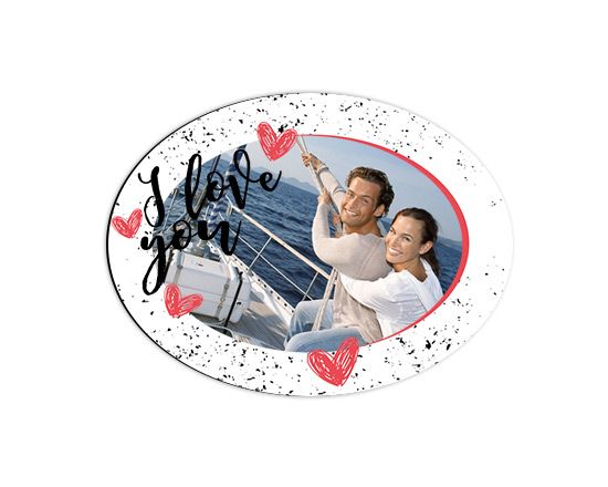 Grafica romantica su calamita ovale