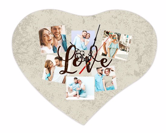 Orologio cuore legno 36x30 crazy collage