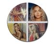 Collage di foto e testo su un puzzle rotondo personalizzato
