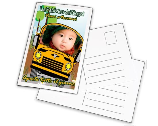 Cartolina personalizzata con grafica di bus