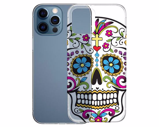 Cover in silicone trasparente personalizzata con grafica teschio