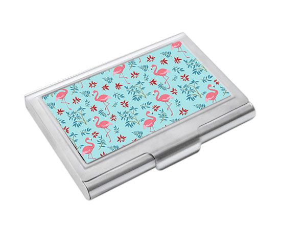 Portabigliettini da visita con grafica con fenicotteri