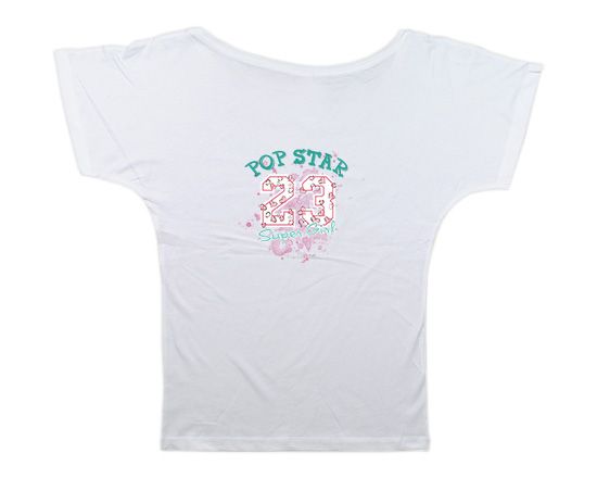T-shirt donna bianca con scollo e grafica