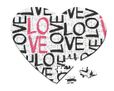 Foto puzzle cuore con scritte nere e rosa