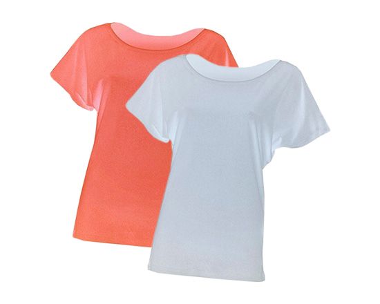 T-shirt donna bianca o corallo con scollo