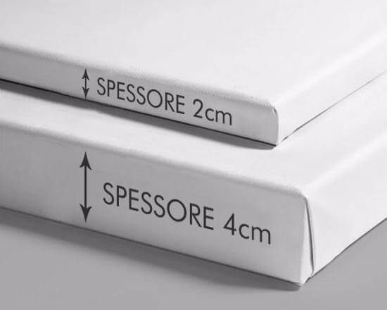 Tele personalizzate con diverse opzioni per il bordo. Scegli tra 2 o 4 cm