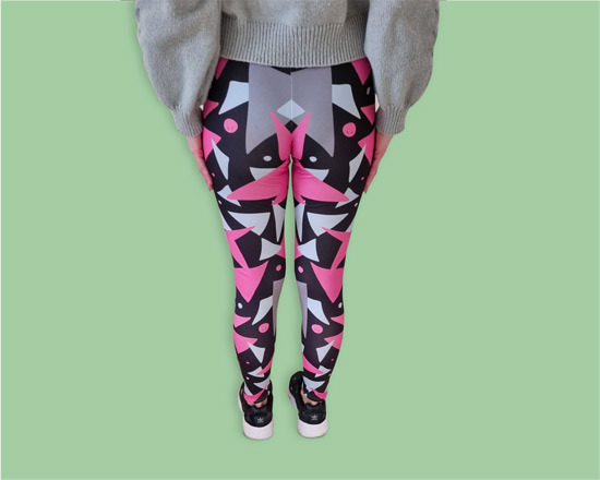 Leggings con stampa geometrica taglia S retro