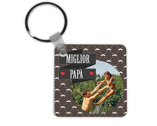 Portachiavi quadrato in masonite Miglior papà