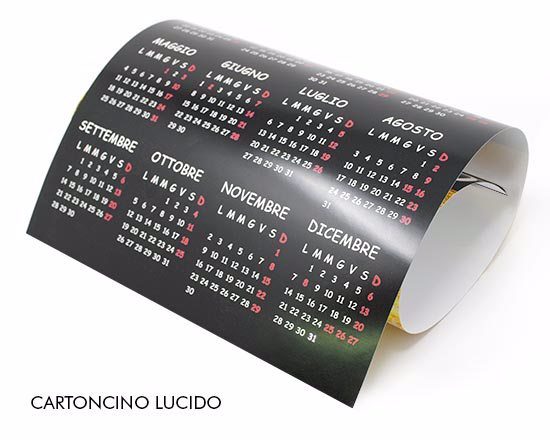 calendario personalizzato stampato su cartoncino