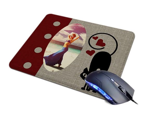 Tappetino Mouse in Pelle Cat in love