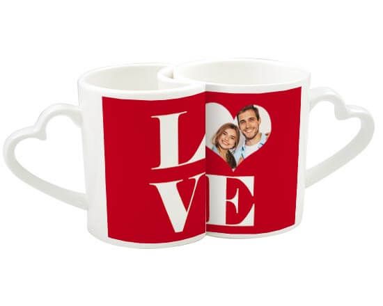 Coppia di tazze love personalizzate con grafica