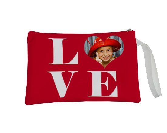 La tua preziosa pochette con grafica rossa e bianca