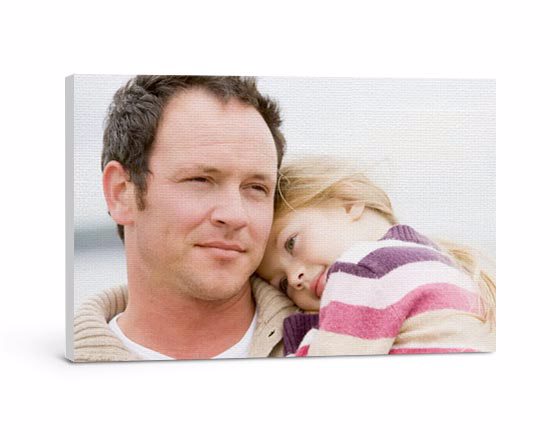 Stampa su tela di foto con papà e figlia