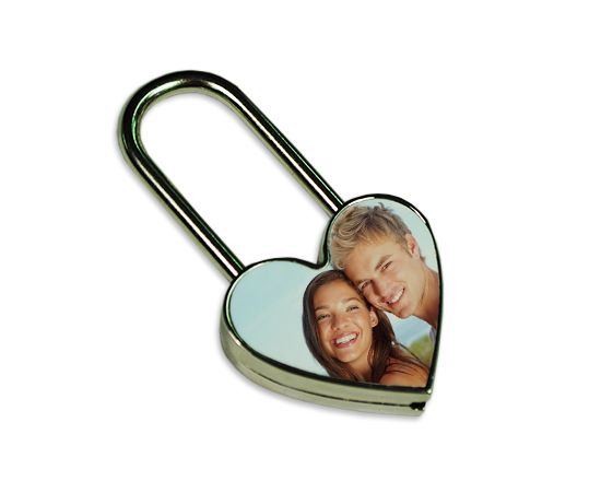 stampa foto su lucchetto a cuore