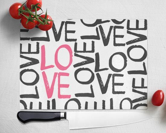 Tagliere in vetro Love words