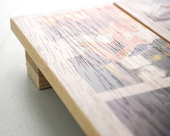 orologio su listelli in legno - dettaglio di stampa