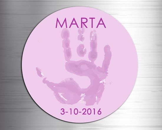 Calamita tondapersonalizzata con grafica Impronta rosa