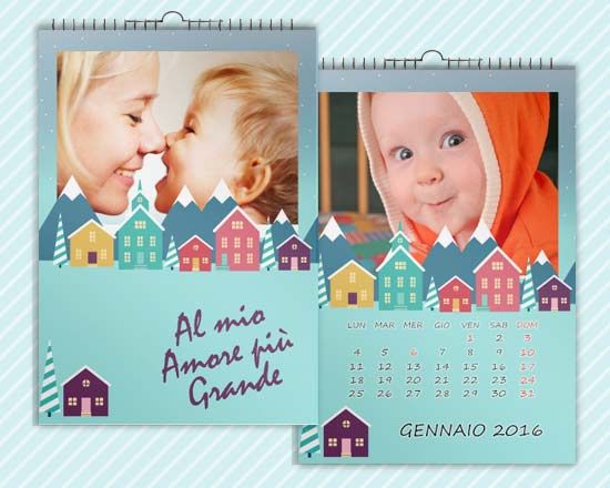 Calendario Multipagina A4 con grafica di casette colorate per bimbi